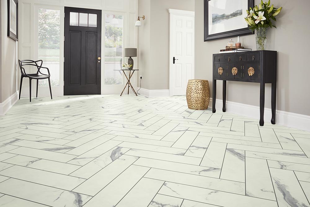 Entry Foyer Luxury Vinyl Tile Herringbone LVT -  CarpetsPlus COLORTILE of Bloomington in Bloomington, IL